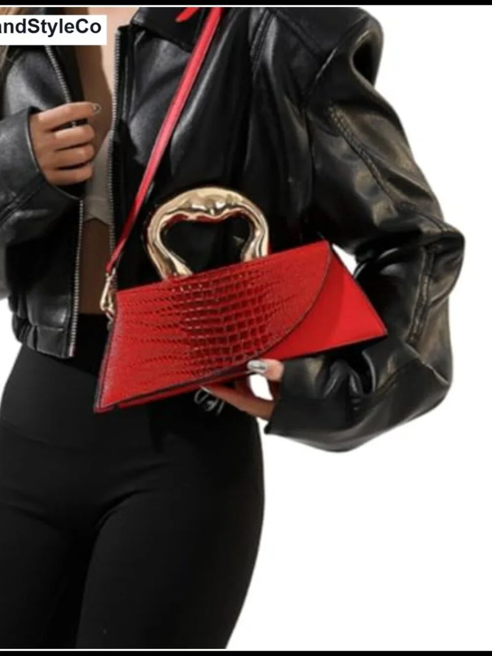 Women Vegan Leather Evening Handbag Crocodile Pattern Clutch Purse